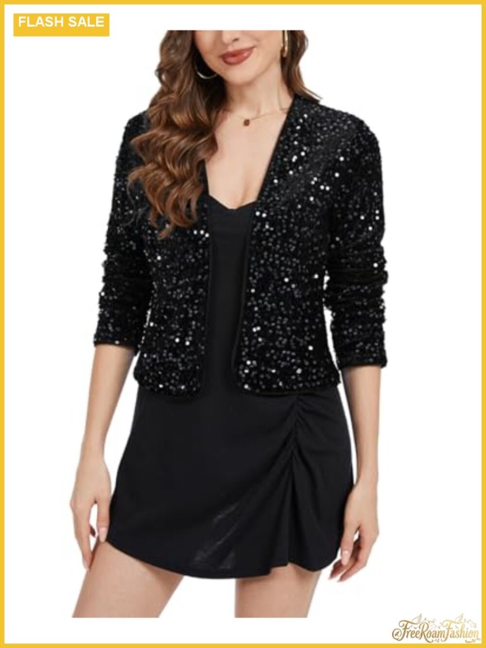 Velvet Sequin Jacket Cardigan Long Sleeve Party Sparkly Shrug